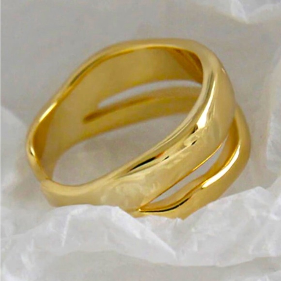 Adjustable 14k vermeil - Sterling Silver gold double Ring 925 - Picture 2 of 13